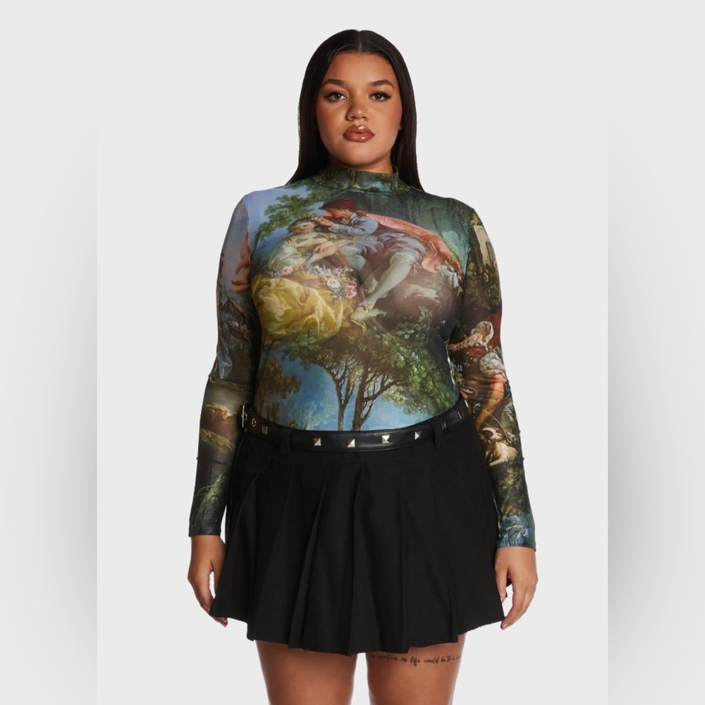 Mesh Mockneck Top